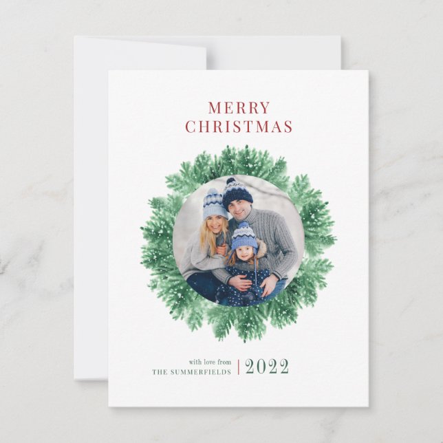 Tarjeta Pequeña Personalizado de vacaciones de Navidades fotográfi (Anverso)