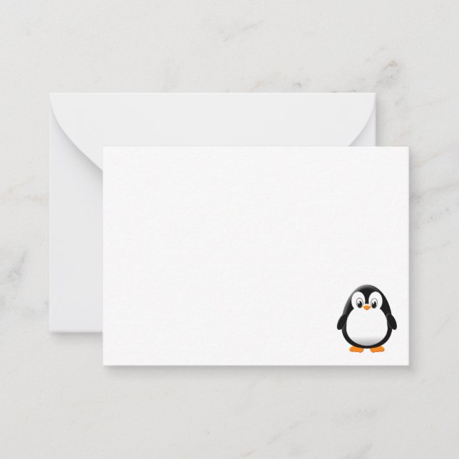 Tarjeta Pequeña Personalizado del Personalizado de Pingüino Cute (Anverso)