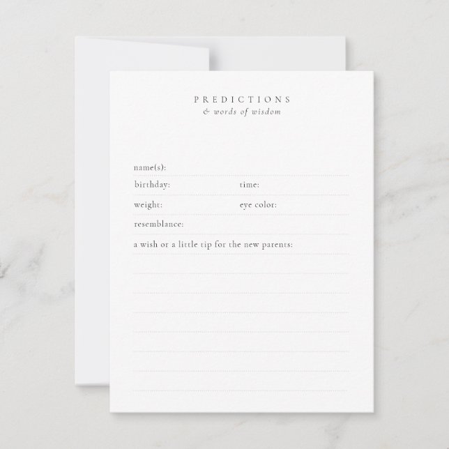 Tarjeta Pequeña Personalizado Deseos y Predicciones para el Bebé M (Anverso)
