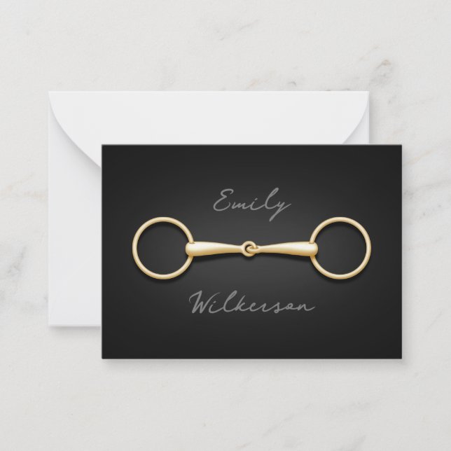 Tarjeta Pequeña Personalizado Ecuestrista del anillo suelto de oro (Anverso)