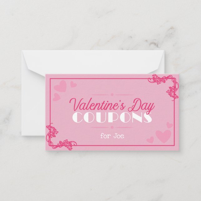 Tarjeta Pequeña Personalizado El día de San Valentín Coupons román (Anverso)