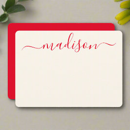 Tarjeta Pequeña Personalizado Estilo Tipografía Roja Girly Nombre 