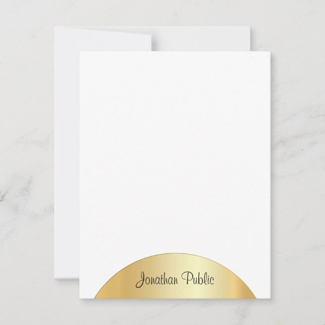 Tarjeta Pequeña Personalizado Faux Gold Elegant Script Monograma P (Anverso)