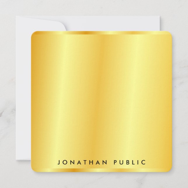 Tarjeta Pequeña Personalizado Faux Gold Metallic Look Template (Anverso)