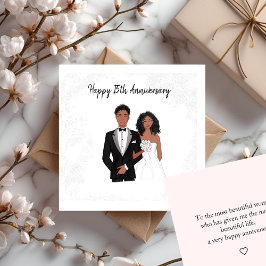 Tarjeta Pequeña Personalizado, Feliz Aniversario, pareja negra,