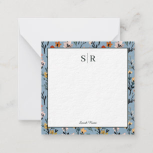 Tarjeta Pequeña Personalizado floral de color azul suave de Boho M