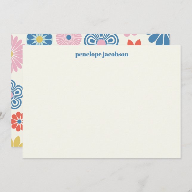 Tarjeta Pequeña Personalizado floral folclórico escandinavo rosa r (Anverso / Reverso)
