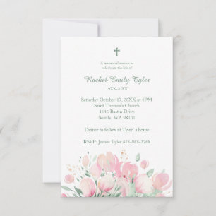 Tarjeta Pequeña Personalizado floral rosada foto funeral conmemora