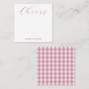 Tarjeta Pequeña Personalizado Gingham Rosa Blanco