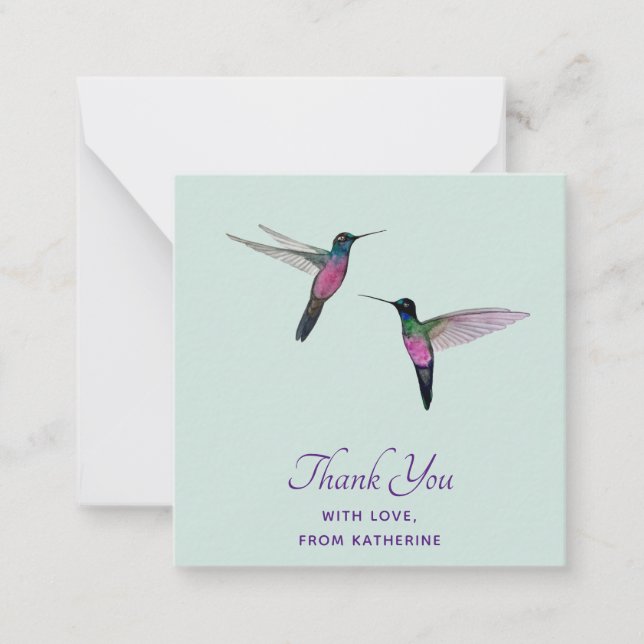 Tarjeta Pequeña Personalizado Gracias Hummingbird (Anverso)