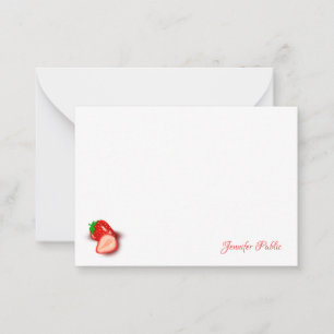 Tarjeta Pequeña Personalizado Guión manuscrito Monograma Fresa