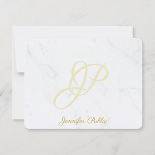 Tarjeta Pequeña Personalizado Marble Gold Nombre manuscrito Script
