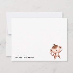 Tarjeta Pequeña Personalizado Minimalista Mono Bebé Niños Lindo