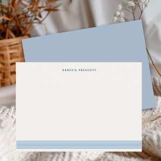 Tarjeta Pequeña Personalizado Minimalista Raya Azul Polvo