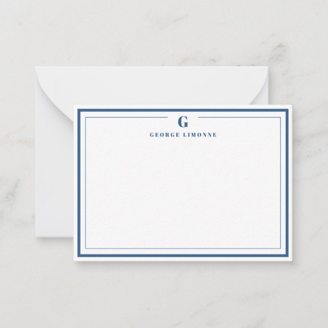 Tarjeta Pequeña Personalizado Monograma Naval Estacionamiento de l (Anverso)
