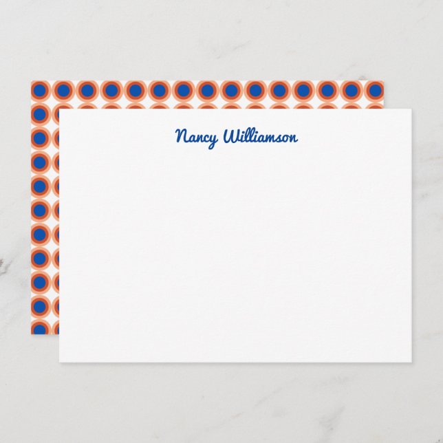Tarjeta Pequeña Personalizado Naranja azul oscuro Maroon Retro Aña (Anverso / Reverso)