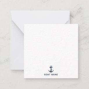 Tarjeta Pequeña Personalizado Nautical Anchor Nombre del barco Cap