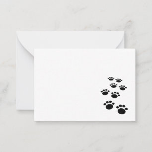 Tarjeta Pequeña Personalizado negro lindo Mascota Paw Trail