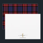 Tarjeta Pequeña Personalizado Plaid Monograma Rústico Tartán<br><div class="desc">Añadir su nombre e inicial a este guión de monograma tarjeta de nota de formato moderno para añadir estilo y elegancia a sus tarjetas de nota haciendo clic en el botón "Personalizar"</div>