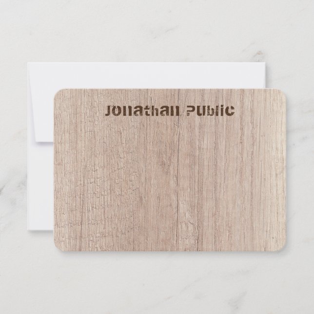 Tarjeta Pequeña Personalizado Plank Board Wood Look Molesto Texto (Anverso)