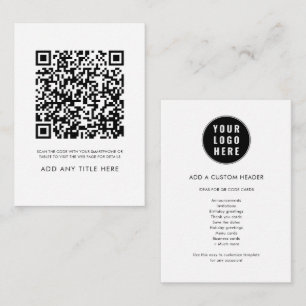 Tarjeta Pequeña Personalizado QR Code Business Logo Moderno elegan