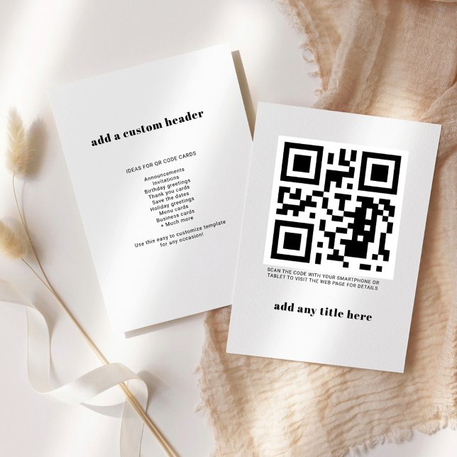 Tarjeta Pequeña Personalizado QR Code Modern Trendy (QR Code Business Personal Ideas Note Card)