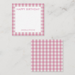 Tarjeta Pequeña Personalizado rosa y blanco a cuadros