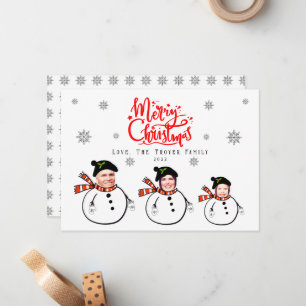 Tarjeta Pequeña Personalizado sube foto de Snowmen enfrenta a Navi