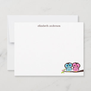 Tarjeta Pequeña Personalizados de Agradecimiento Pareja de Lechuza