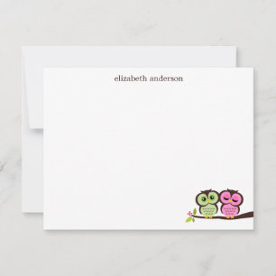 Tarjeta Pequeña Personalizados de Agradecimiento Pareja de Lechuza