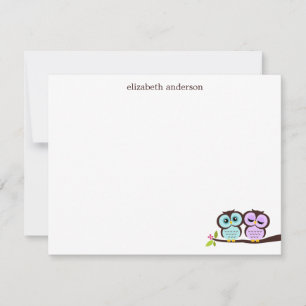 Tarjeta Pequeña Personalizados de Agradecimiento Pareja de Lechuza