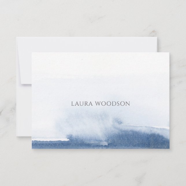 Tarjeta Pequeña Personalized Abstract Blue Watercolor  (Anverso)