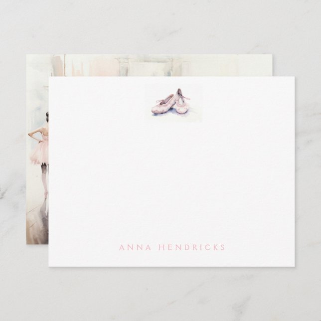 Tarjeta Pequeña Personalized Ballet Thank You Note Card Stationery (Anverso / Reverso)