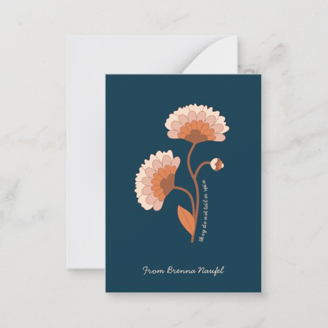 Tarjeta Pequeña Personalized Bible Verse Retro Floral Christian (Anverso)