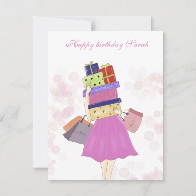 Tarjeta Pequeña  Personalized birthday, illustration (Anverso)