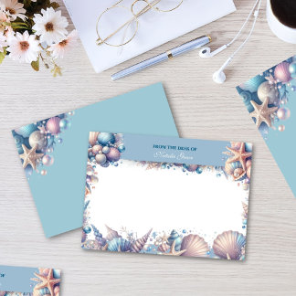 Tarjeta Pequeña Personalized Coastal Seashell Notecard
