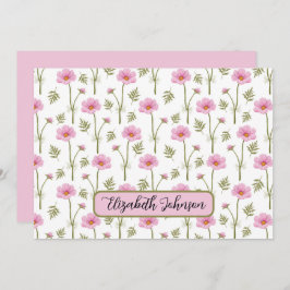 Tarjeta Pequeña Personalized Cosmos Floral Botanical Note Card