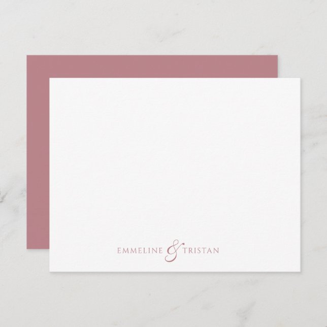 Tarjeta Pequeña Personalized Couples Stationery Dusty Rose (Anverso / Reverso)
