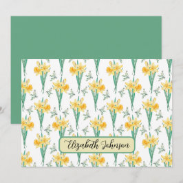 Tarjeta Pequeña Personalized Daffodils Floral Botanical Note Card
