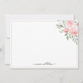 Tarjeta Pequeña Personalized Elegant Blush Pink Roses and Greenery