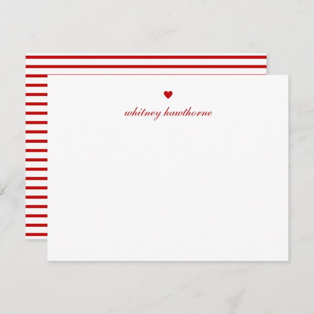Tarjeta Pequeña Personalized Elegant Script Red Heart (Anverso / Reverso)