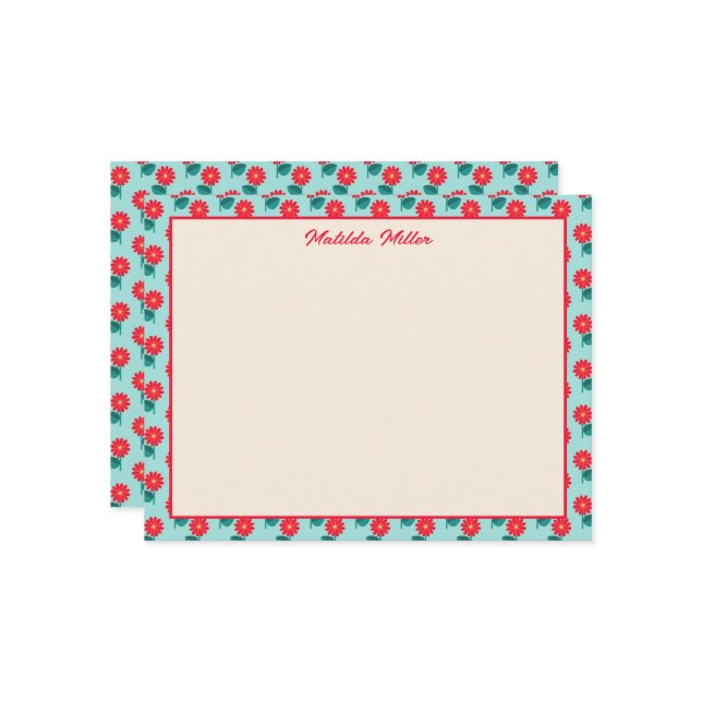 Tarjeta Pequeña Personalized Floral Note Card (Anverso/Reverso In Situ)