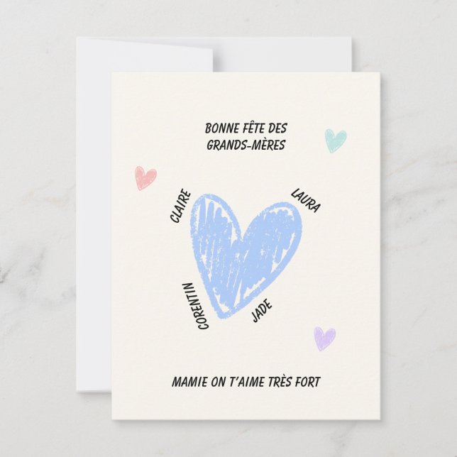 Tarjeta Pequeña Personalized Grandmother’s Day Grandkids’ Names (Anverso)