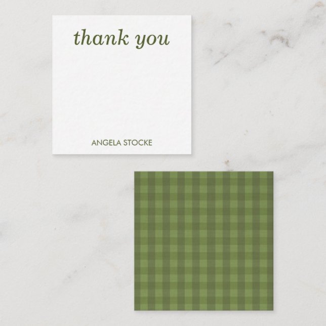 Tarjeta Pequeña Personalized Green Gingham (Anverso / Reverso)