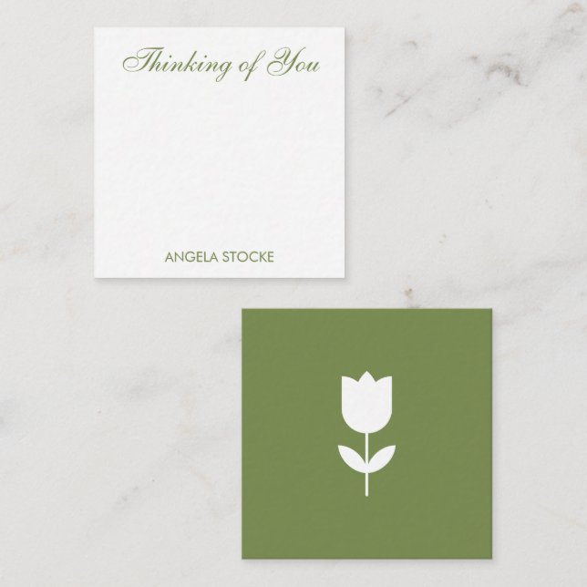 Tarjeta Pequeña Personalized Green White Flower (Anverso / Reverso)