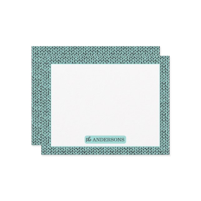 Tarjeta Pequeña Personalized Knit Pattern Note Card (Anverso/Reverso In Situ)