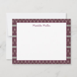 Tarjeta Pequeña Personalized Knit Pattern Note Card