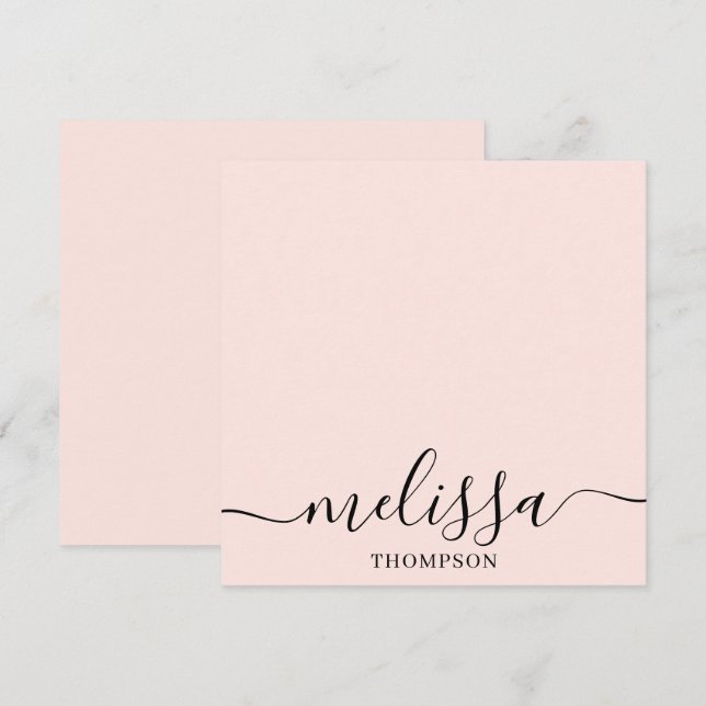 Tarjeta Pequeña Personalized Minimalist Calligraphy Script Pink (Anverso / Reverso)