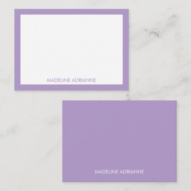 Tarjeta Pequeña Personalized Modern Minimal Lavender Name  (Anverso / Reverso)