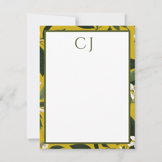 Tarjeta Pequeña Personalized Monogram Lemon Citrus  (Anverso)